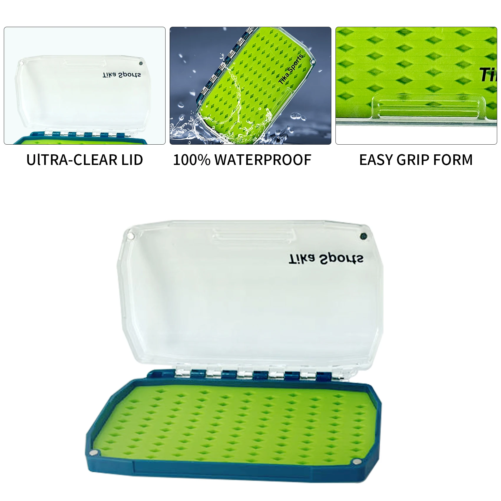 Aventik-caja de señuelos con mosca transparente, resistente al agua, interruptor magnético, caja de pesca con mosca con inserto de silicona - imagen 2