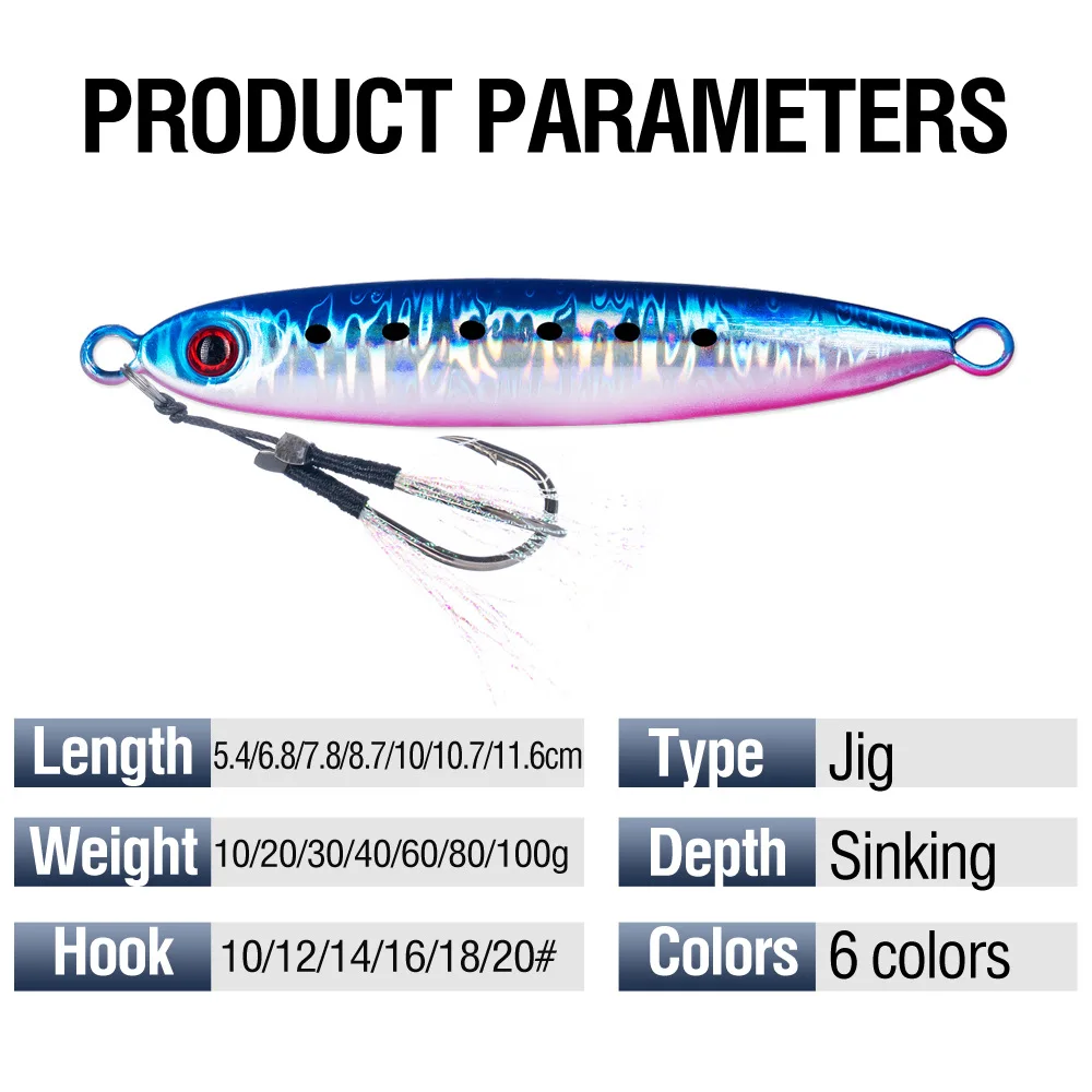 LHFSH sonajero plantilla de Metal señuelo de pesca 10g 20g40g 60g 80g 100g Jigging Shore Casting Swimbait nuevo mar agua salada aparejos de pesca de lubina - imagen 4
