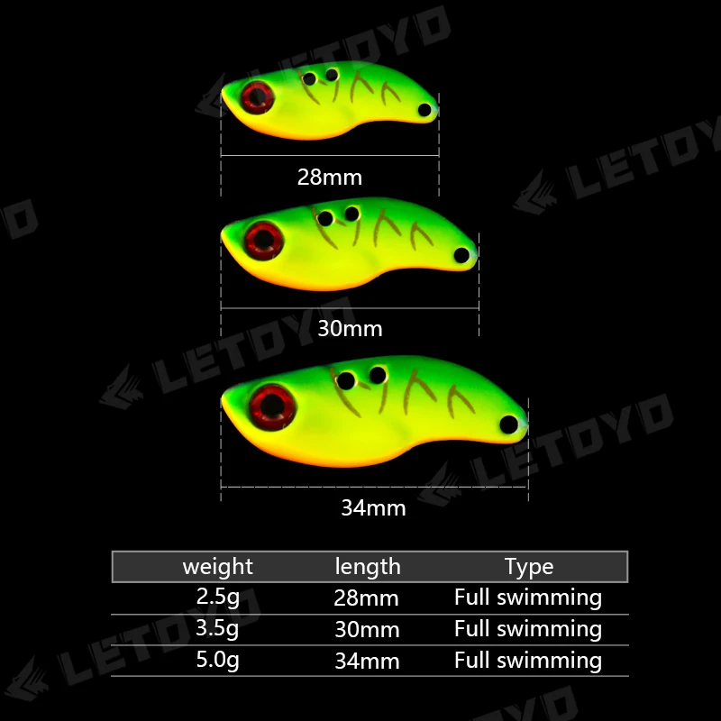 LETOYO 2,5-5g UV VIB señuelo hundido Micro vibrador Artificial VIB cebo duro Mini vibración Señuelos de Pesca para Pesca de trucha - imagen 2