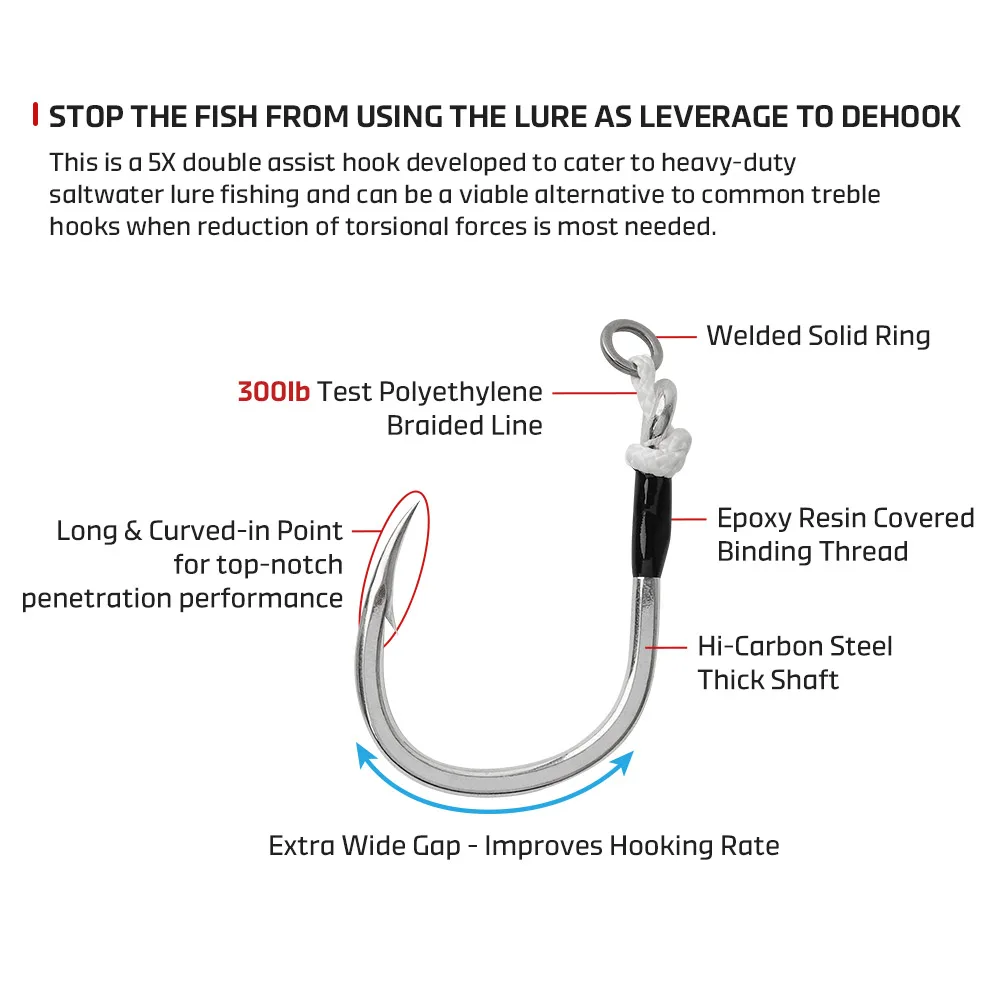 NOEBY-anzuelo de pesca de un solo asistente en línea, 5X, 4/0, 5/0, 6/0, 7/0, anzuelos de señuelo, juego grande, atún de agua salada, aparejos de pesca GT - imagen 3