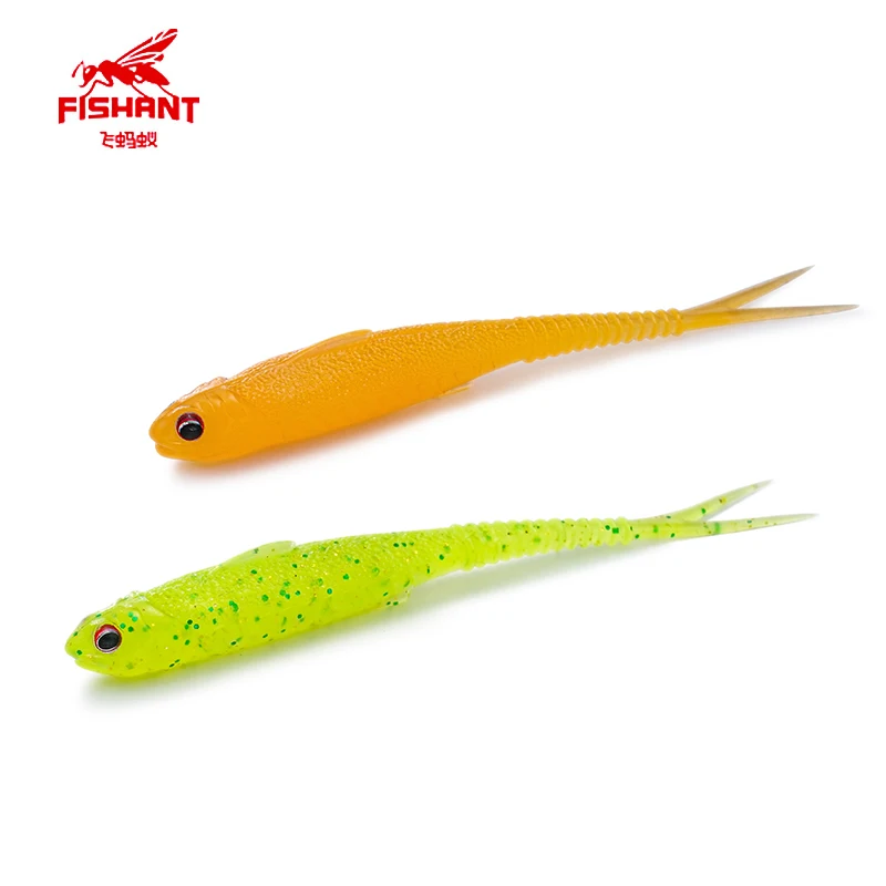 FISHANT Real Shad 2,5 pulgadas 3,1 pulgadas Pesca flotante silicona Artificial cebo suave cola de horquilla Jigging Señuelos de Pesca noctilucentes - imagen 3