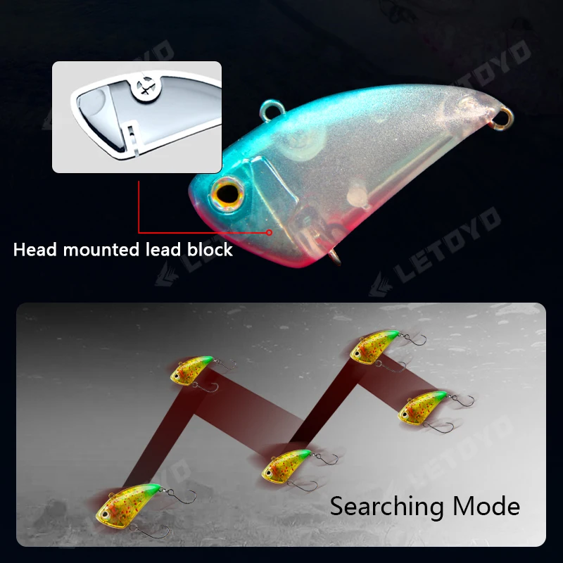 LETOYO Mini VIB 3,8g 30mm 7,3g 40mm vibración Crankbait hundimiento cebos duros artificiales trampa Wobbler señuelo de pesca para trucha perca - imagen 4