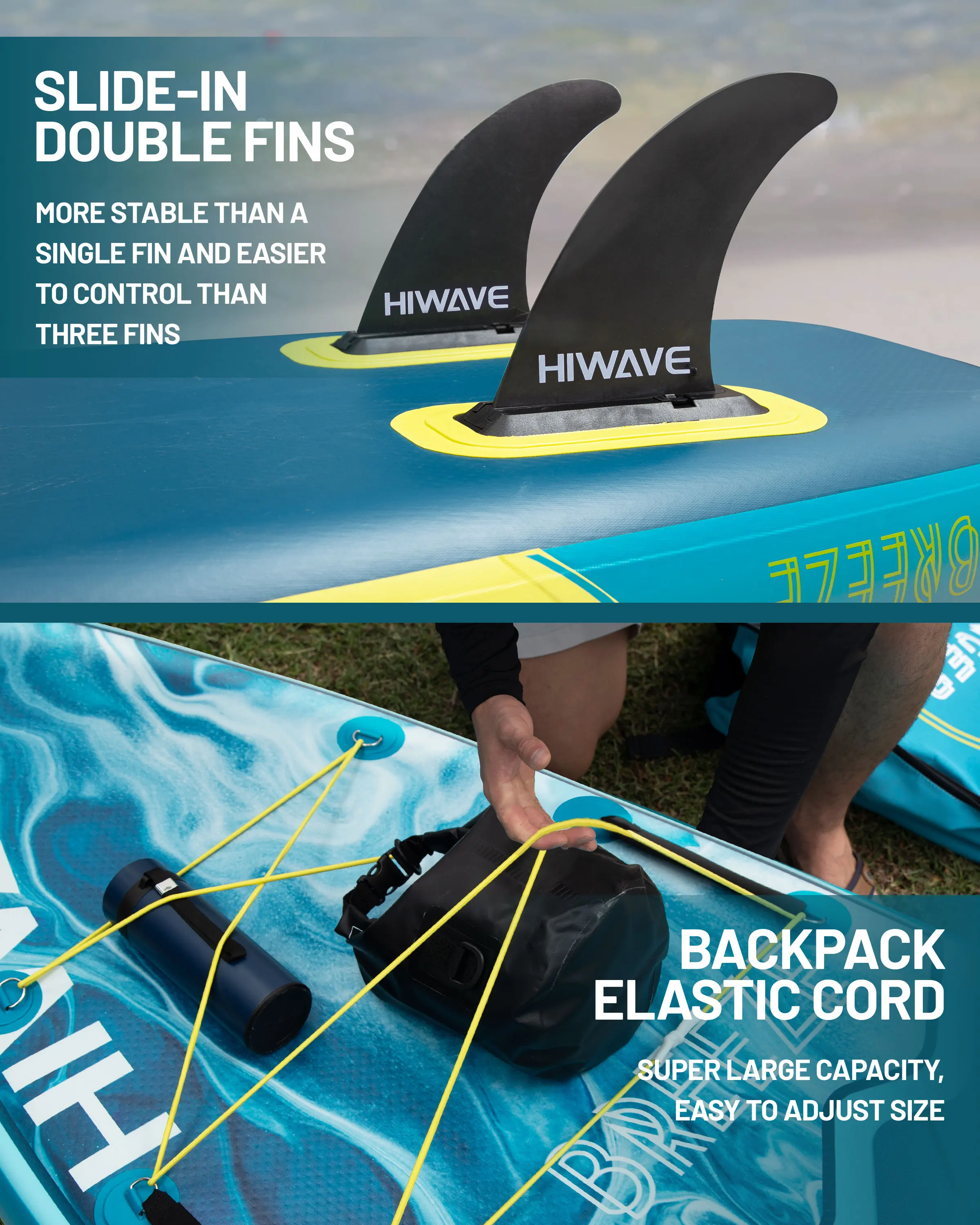 HIWAVE SUP 11'x34'x6' – Tabla de Paddle inflable ancha para pesca - imagen 3