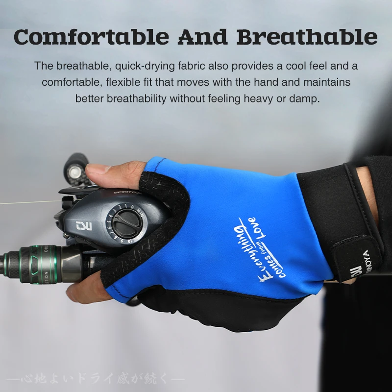 TSURINOYA-guantes de medio dedo para deportes al aire libre, guantes de pesca de secado rápido, transpirables, protección solar, antideslizantes, finos, de verano - imagen 4