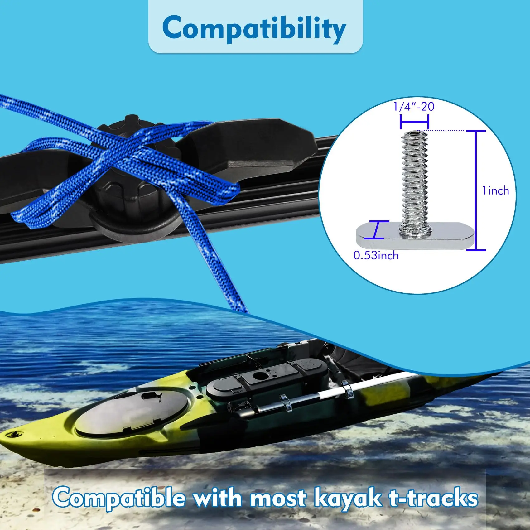 Taco de anclaje para Kayak Compatible con luz de pista para Kayak, soporte de polímero de servicio medio para Kayak, soporte de pista de perfil bajo para Kayak - imagen 5
