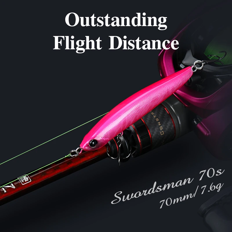 TSURINOYA-lápiz de pesca en Río, espadachín 70S 7,6g, cebo de palo de hundimiento para perca, Lucio, señuelo de pesca de fundición larga, cebos delgados - imagen 5