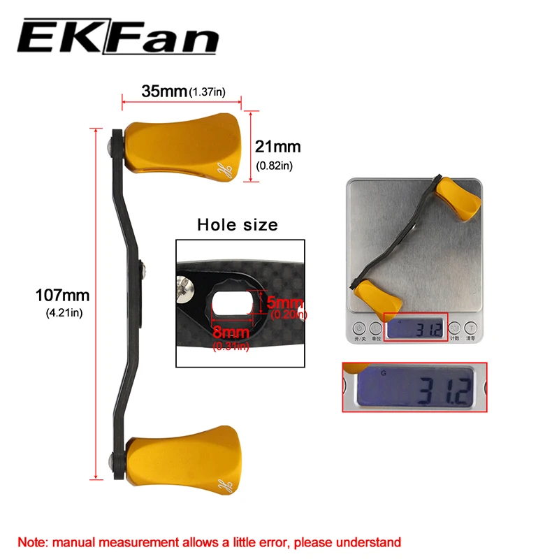 EKFAN-perilla de aleación de aluminio, mango de carrete de pesca de fibra de carbono, adecuado para SHI & DAI, herramienta de pesca, accesorios de aparejos - imagen 5