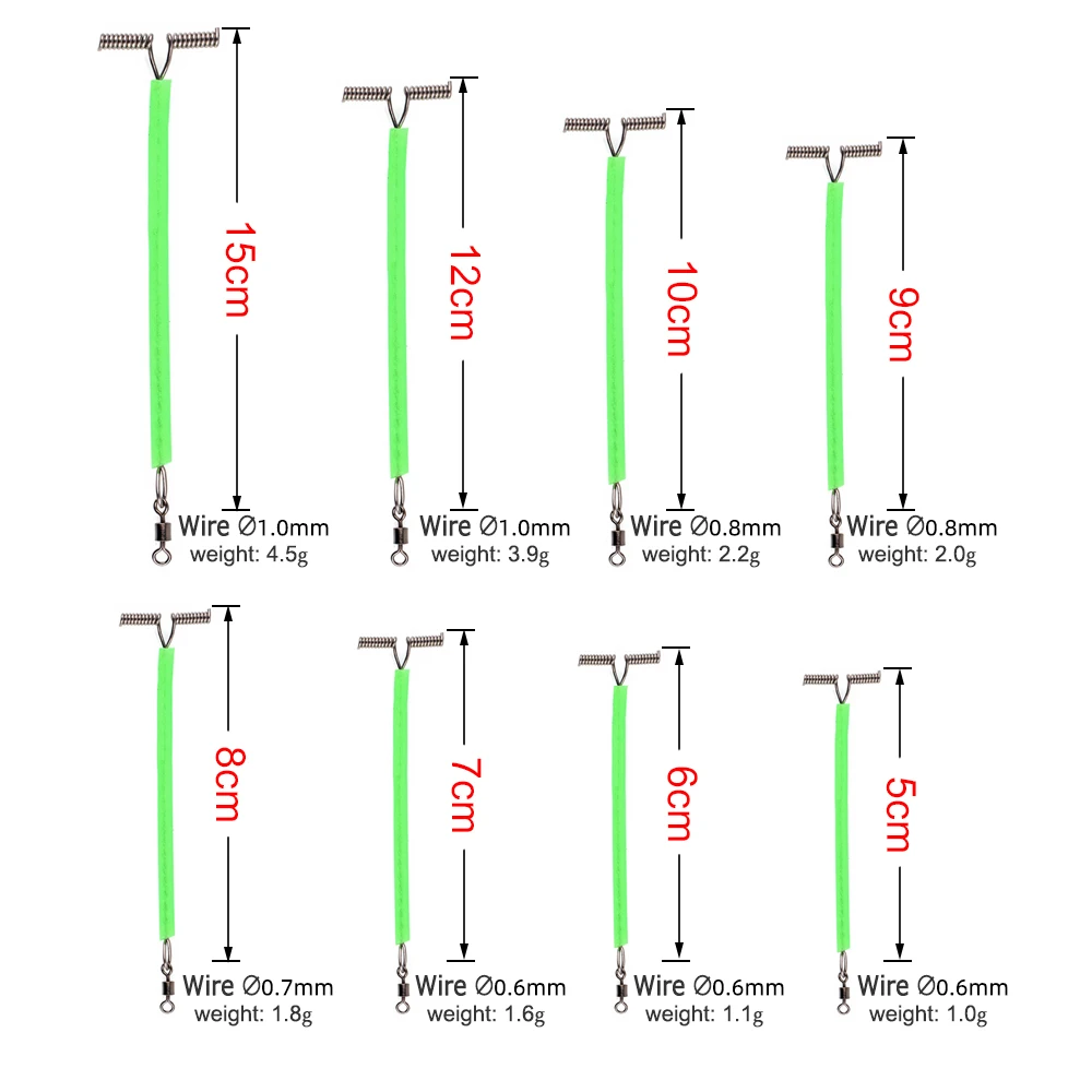 ICERIO 50 Uds pesca en agua salada forma de T tubo luminoso Crappie Rig brazo rama equilibrio con cuentas giratorias aparejos terminales - imagen 2