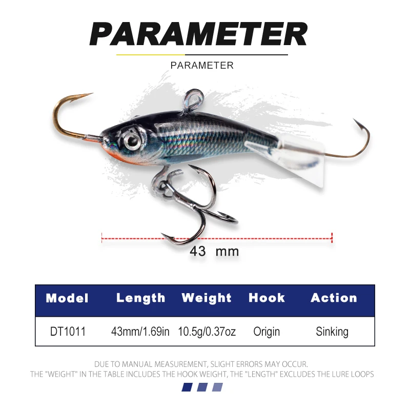Señuelo de pesca en hielo D1, 43mm/10,5g, cebo duro que se hunde para invierno, equilibrador de Jigging Artificial Vib para aparejos de pesca de Lucio - imagen 2
