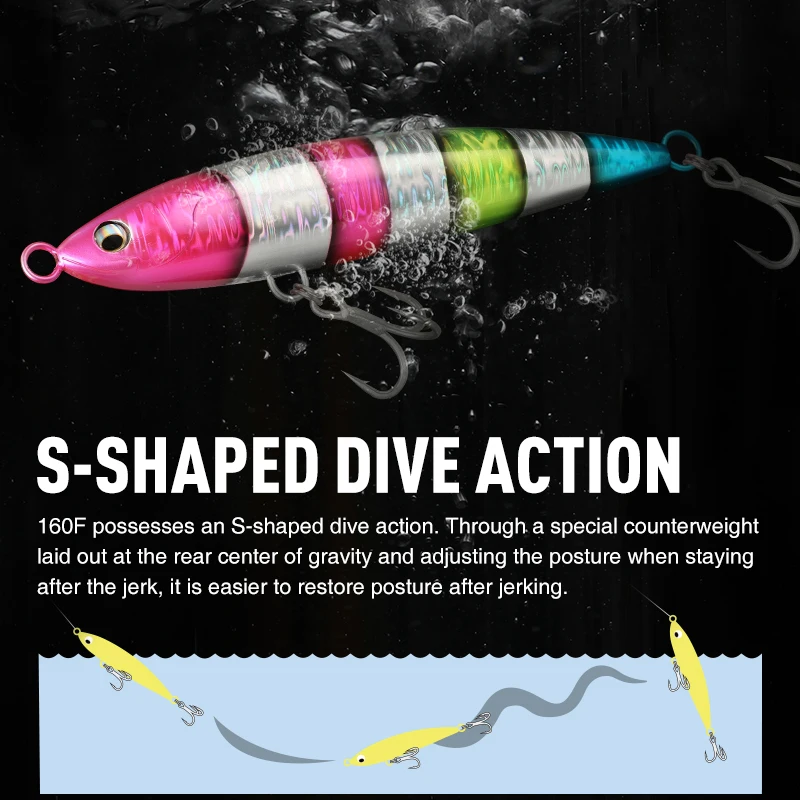 TSURINOYA-señuelo de pesca Topwater 160F CRIUS 160mm 60g SW, lápiz flotante para GT Tuna Boat, cebo duro para pesca en el mar, Stickbait - imagen 3