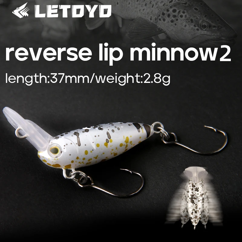 LETOYO labio inverso Minnow 2 hundimiento Crankbait 2,8g 37mm cebo Artificial Wobbler cebo duro lubina trucha pesca manivela señuelo