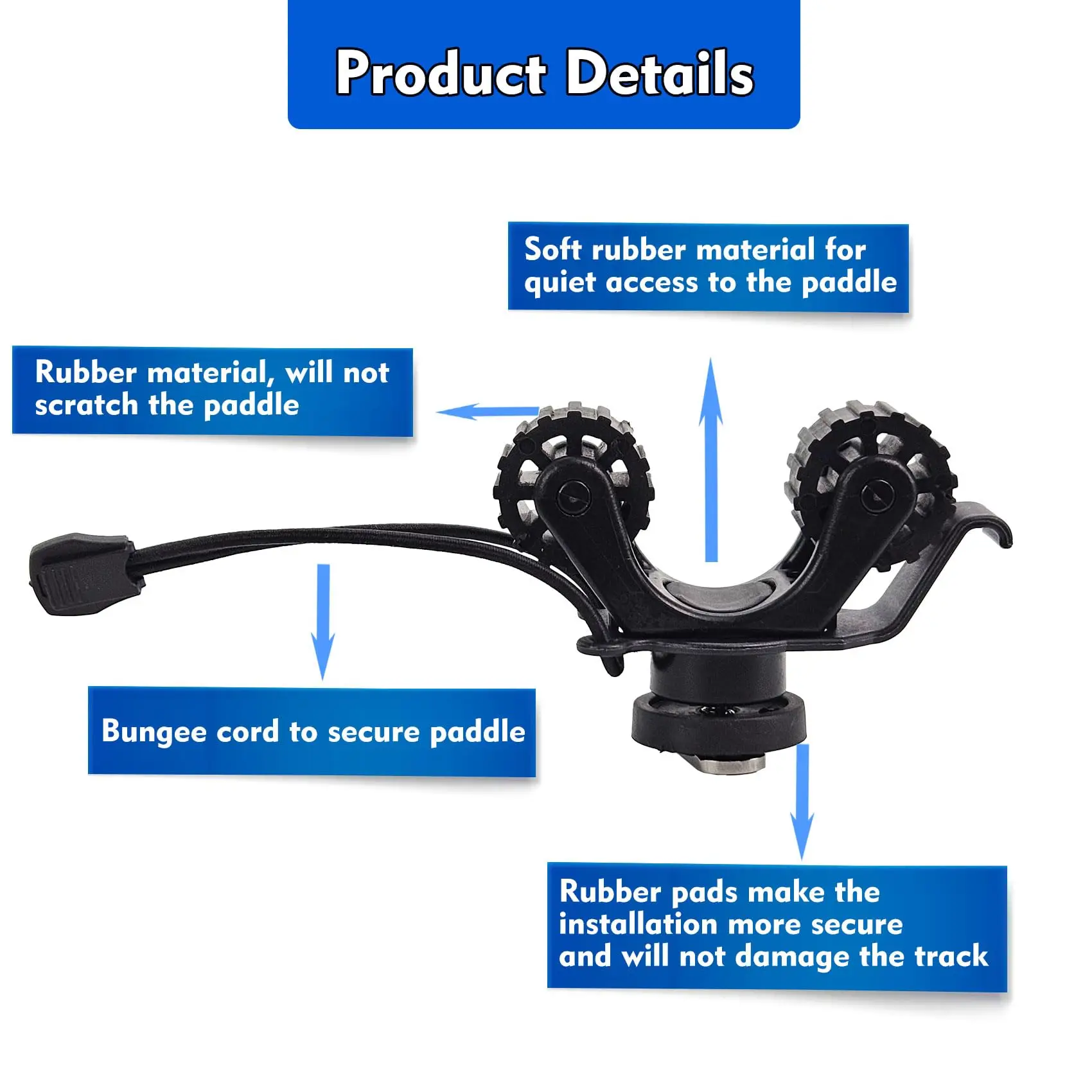 Soporte de paleta para Kayak, accesorios de montaje en pista para sujetar remo estándar, soporte para remo, riel para Kayak para caña de pescar - imagen 4