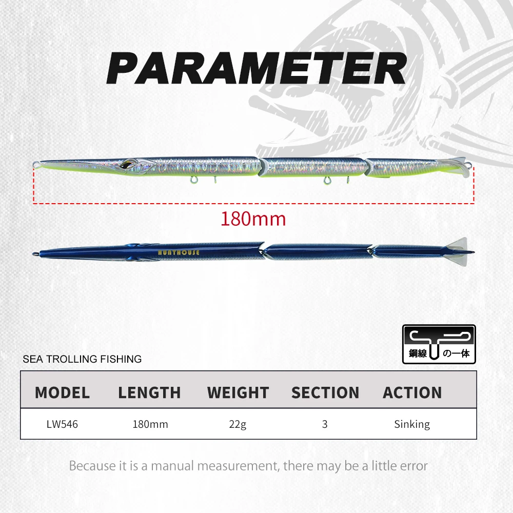 Hunthouse Jointed Pencil 180 – Señuelo articulado aguja para lubina - imagen 2