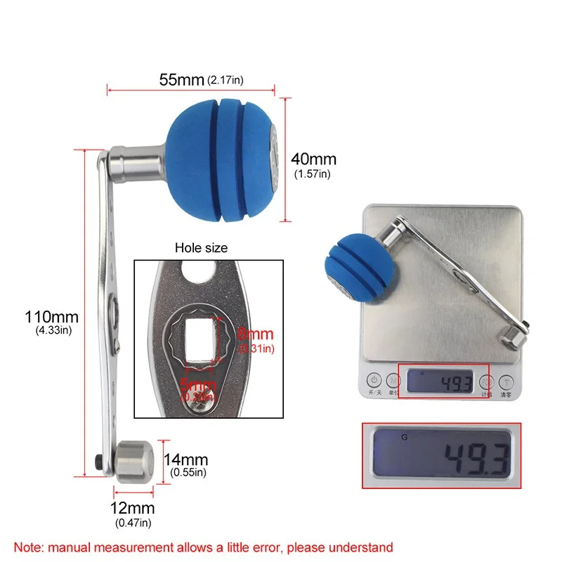 EKFan CNC Proces aleación de aluminio 110MM mango perilla EVA adecuado para SHI & DAI Baitcasting accesorios de aparejos de carrete de pesca - imagen 5