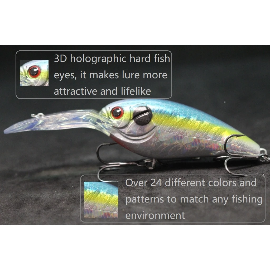 WLure Señuelo de pesca Crankbait 11 cm 24 g con Wobbler Deep Diver 3-4 metros oscilante apretado C914 - imagen 2