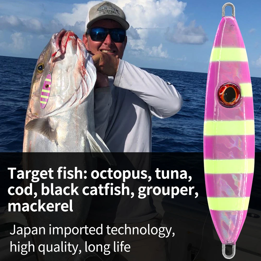 SANLIKE-señuelo de pesca de Metal lento, 140g, 160g, 180g, ojos para señuelo láser 3D, plomo duro, tolva de pesca de aguas profundas, señuelo de pesca en orilla - imagen 5