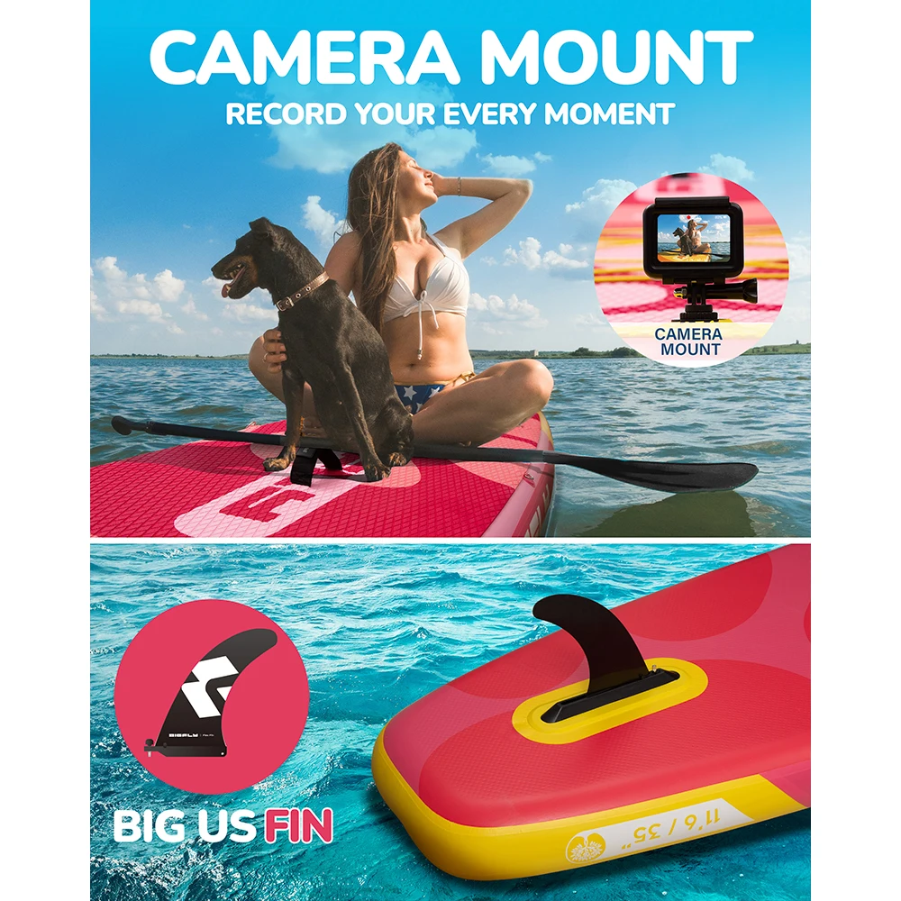 Tabla de Paddle de Surf BIGFLY, tabla inflable acuática de estilo permanente antideslizante para mascotas de 11'6 ''* 35'' * 6'', con accesorios, Sup сап funçõesрд - imagen 4
