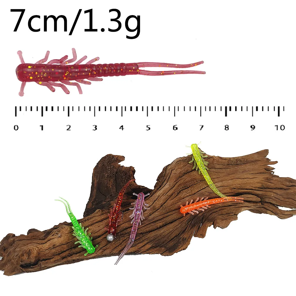 Sea.Yolo-señuelo de pesca de PVC, cebo falso de gusano suave, cola de horquilla, 5 colores, 7cm/1,4g, 50 unids/lote por paquete - imagen 2