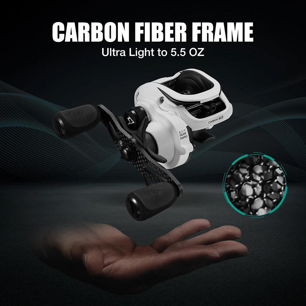 Piscifun-carrete de Baitcasting XCS de carbono, 8KG, arrastre máximo, 7 + 1 rodamientos, relaciones de engranaje 8,1: 1, marco de carbono, carrete de pesca de agua dulce y salada - imagen 5