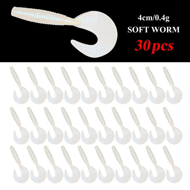 ILURE 100 unids/lote Señuelos de Pesca 40mm0,4g Wobblers pesca de carpa cebo suave Swimbait gusanos rizados silicona Artificial cebo suave guisante - imagen 5