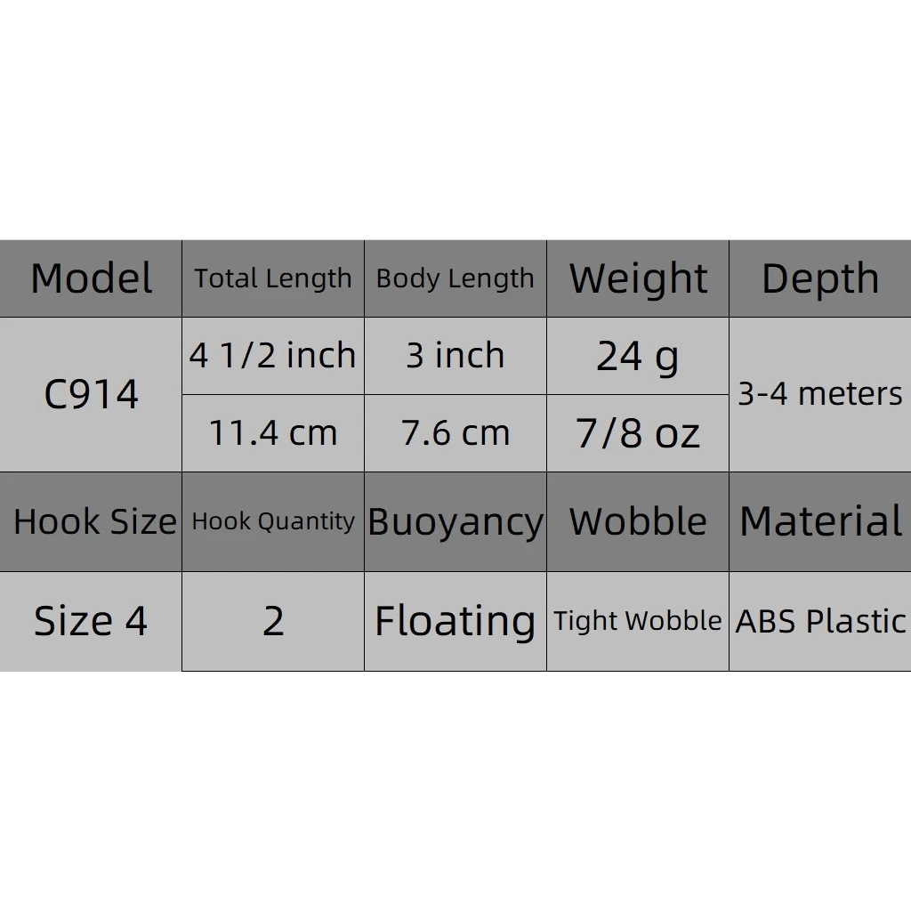 WLure Señuelo de pesca Crankbait 11 cm 24 g con Wobbler Deep Diver 3-4 metros oscilante apretado C914 - imagen 4