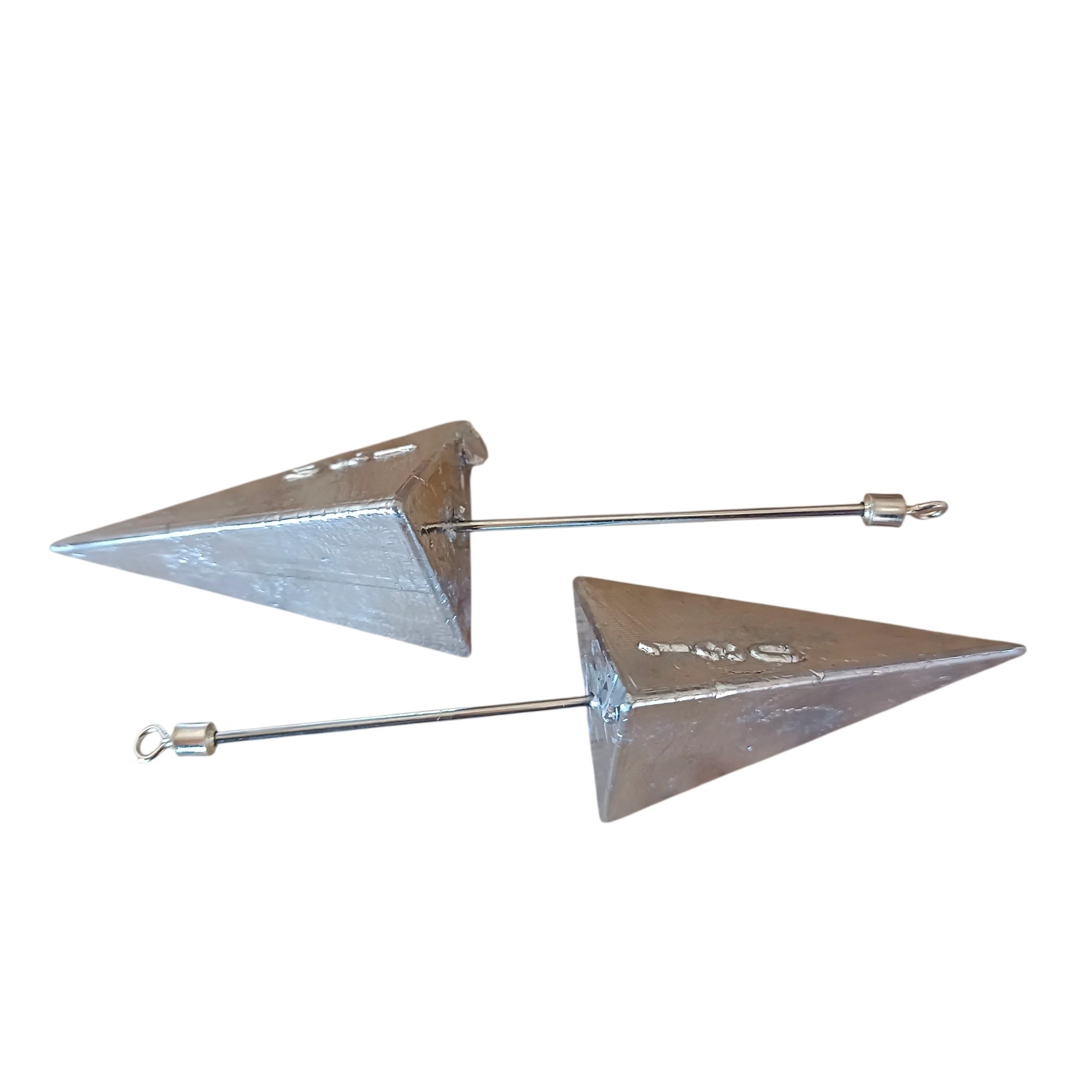 Lote 8 plomos piramide 3 caras plana con varilla de 1,6mm rolling incorporado agarra de verda no rueda - imagen 2