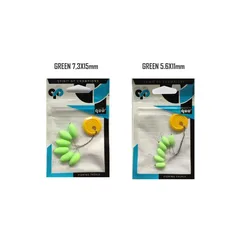 6 Flotantes Quo con tope verde luminiscente-11mm 15mm especial besugo,lubina,breca ,jurel,palometa