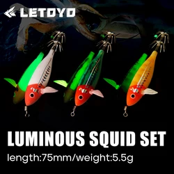 LETOYO MEEPO juego de señuelos de calamar plantilla de calamar luminosa cebo Artificial pesca de sepia Webfoot pulpo EGI Señuelos de pesca de mar