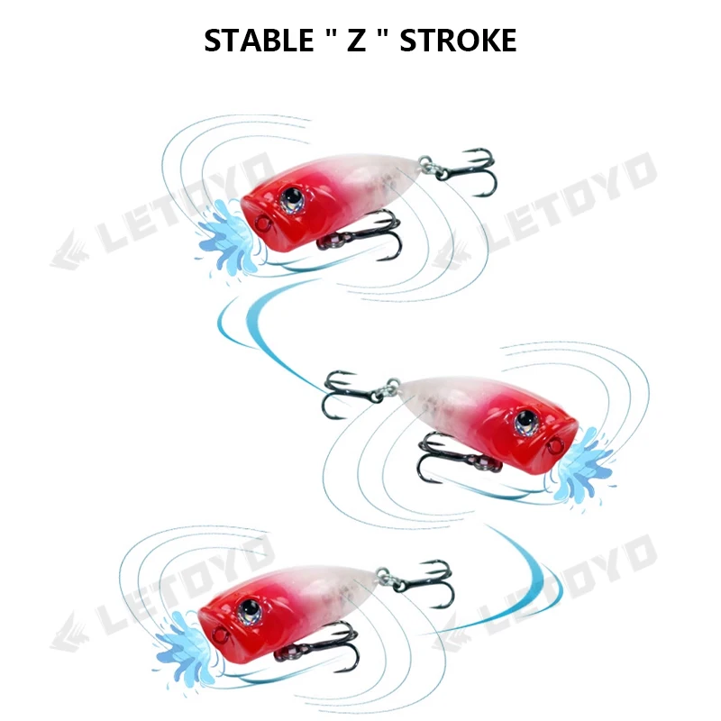 LETOYO, señuelo de pesca de 35mm, 3,7g, Micro Popper, Topwater, Mini cebo Artificial, Wobblers para trucha, perca, aparejos de pesca - imagen 5