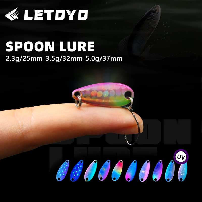 LETOYO 2,3g/3,5g/5g cuchara reflectante láser señuelo cuchara luminosa UV señuelo Chatterbait trucha Spinner cebos perca cebo área trucha - imagen 5