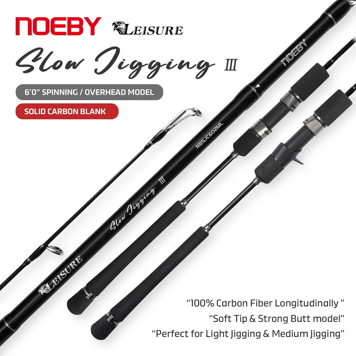 NOEBY Leisure III caña de pescar de Jigging lento de punta sólida 1,83 m señuelo de fundición giratorio Max 200g juego grande cañas de pescar de barco de agua salada