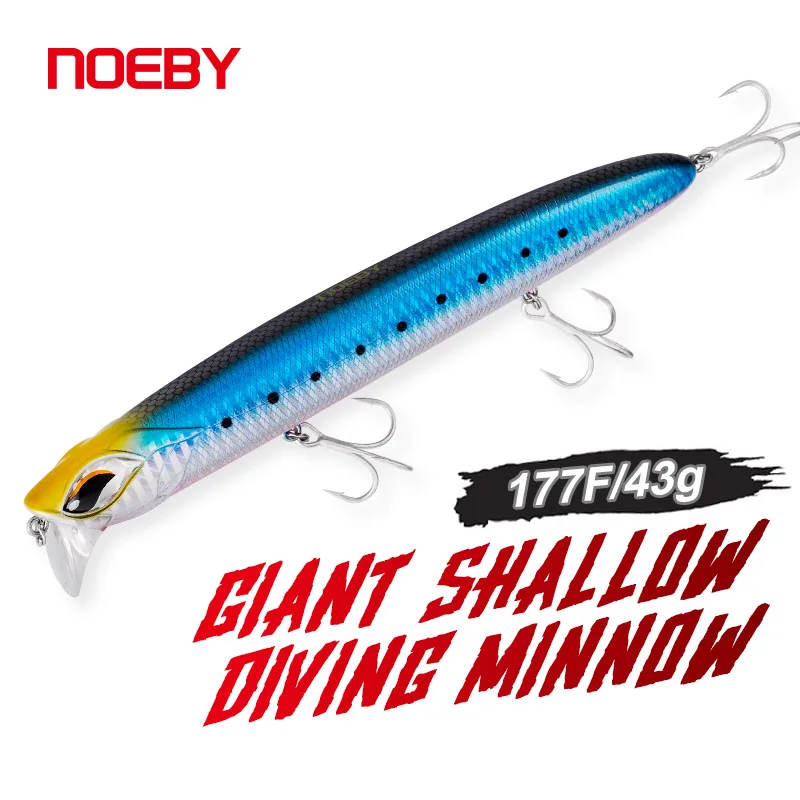 Noeby gigante pececillo de buceo poco profundo 177mm 43g señuelo de pesca flotante Artificial duro señuelos Jerkbait superficie Wobbler Señuelos de Pesca - imagen 5