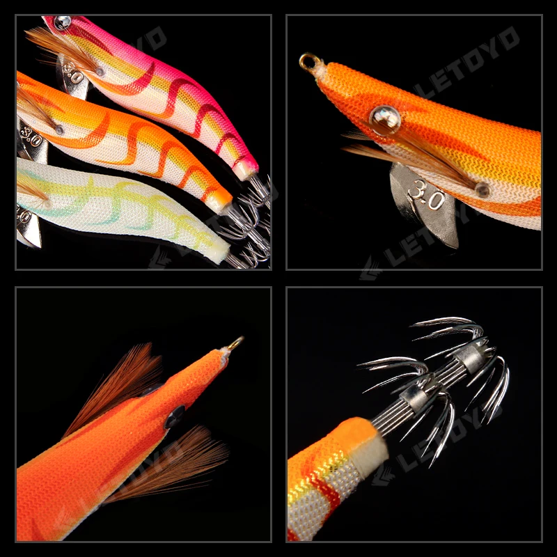 Cebo de calamar LETOYO 2,5-3,5 #   Plantilla de calamar luminosa, cebo Artificial, pie web, pulpo, EGI, sepia, señuelos de pesca de mar, señuelo de calamar - imagen 5