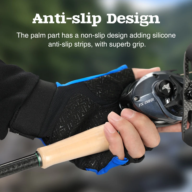 TSURINOYA-guantes de medio dedo para deportes al aire libre, guantes de pesca de secado rápido, transpirables, protección solar, antideslizantes, finos, de verano - imagen 5
