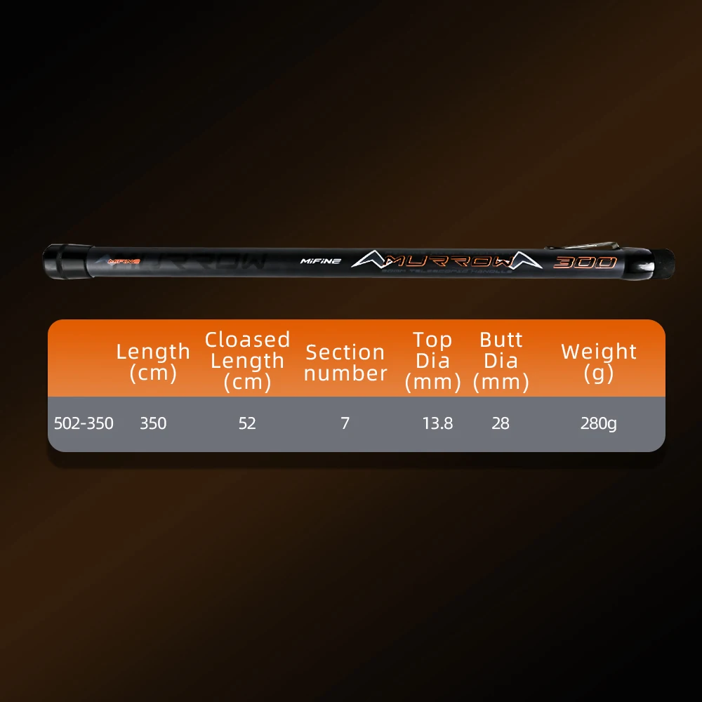 MIFINE MURROW 3,5 M caña de red de pesca telescópica de carbono UL 280G poste de red de aterrizaje portátil para estanques lagos accesorios de pesca de mar - imagen 2