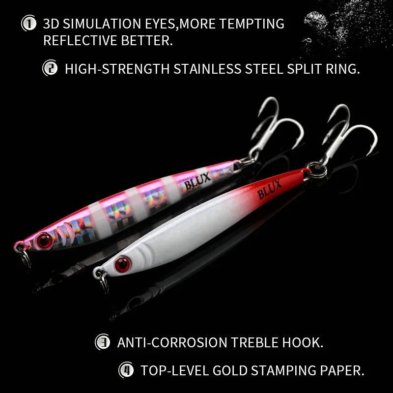 BLUX-señuelo de pesca de agua salada, Mini SAURY, cuchara de Jigging, plantilla de Metal fundido largo, Micro cebo de plomo, aparejos artificiales de lubina de caballa, 5g, 10g - imagen 5