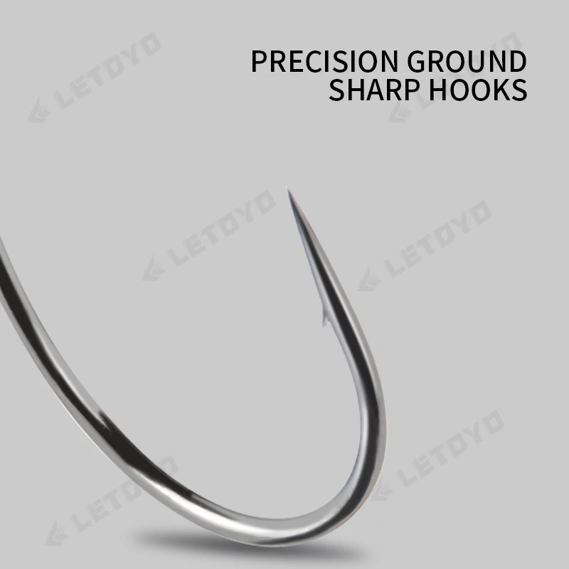 LETOYO-anzuelos de gusano de púas de acero, anzuelo de pesca de níquel negro para agua salada, accesorios de pesca - imagen 5