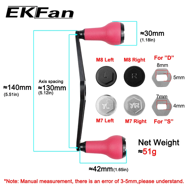 Ekfan-mango de aluminio de aleación de 140MM para pesca, perilla de Material TPE para SHI & DAI, accesorio de aparejos de carrete de Baitcasting - imagen 5
