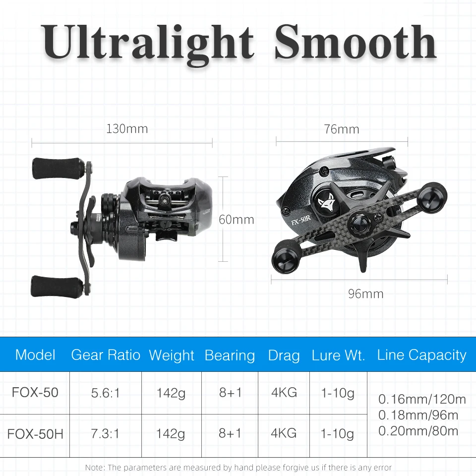 TSURINOYA Spirit Fox 50 Bait Finesse System Baitcasting Fishing Reel 7.3:1 Gear Ratio Carbon Fishing Coil For Light Game Trout - imagen 2
