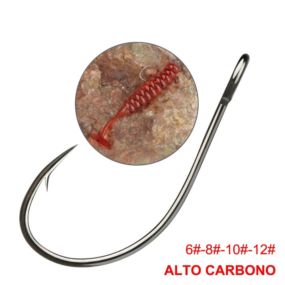 FTK-anzuelo de pesca de carpa con ojo grande, anzuelos japoneses de acero de alto carbono, gusano, anzuelo de púas, accesorios de pesca de carpa, 20 piezas