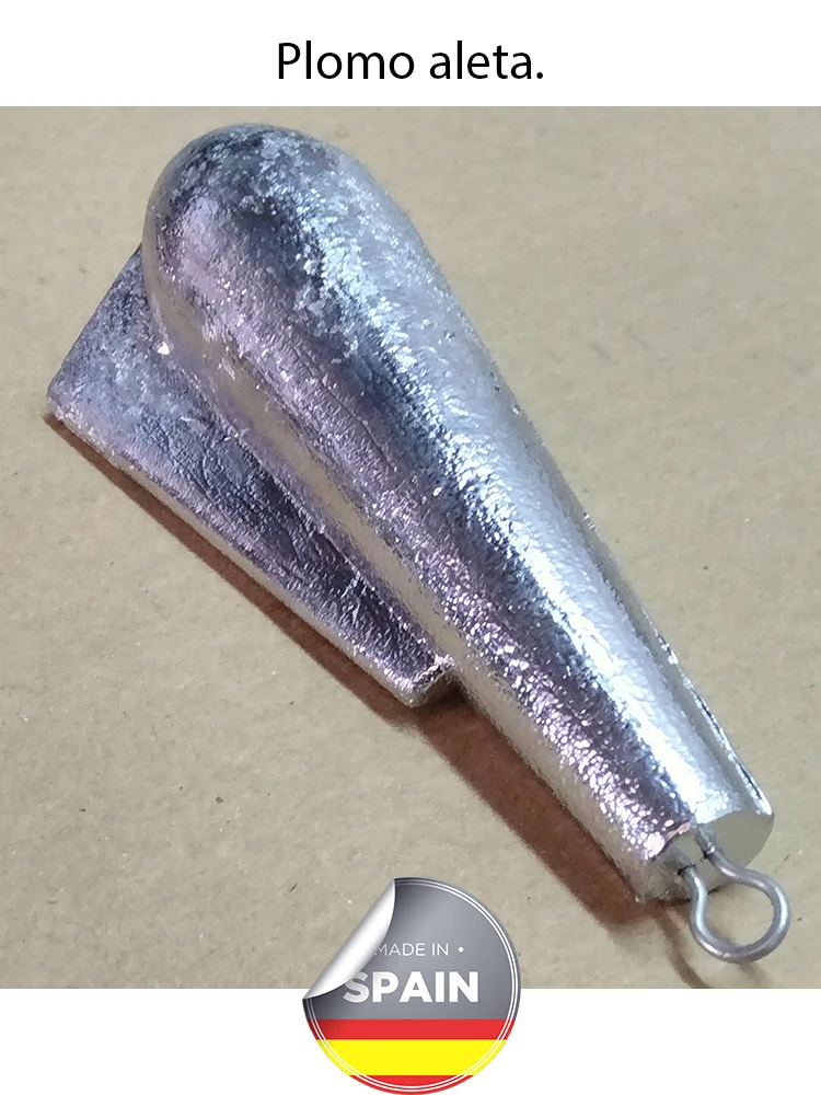 Plomo curricán, modelo Aleta, con anilla de acero inoxidable, especial para la pesca al curricán. Medidas: 1000g, 750g, 550g, 250g. Venta de plomo por lotes. - imagen 2
