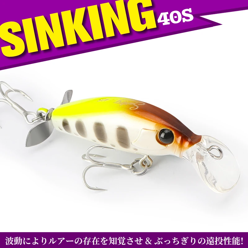 TSURINOYA-Cebo de hélice 40S, señuelo de pesca para lubina, Ajing, trucha, hundimiento, Minnow, SENTRY, 40mm, 3,7g