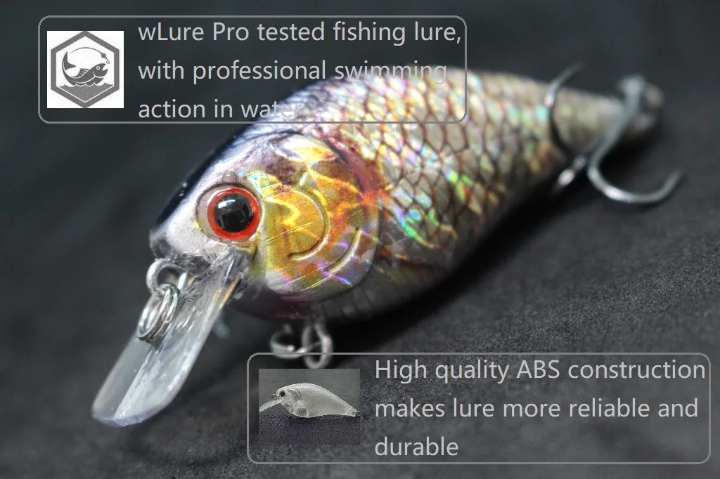 WLure-Señuelos de Pesca flotantes y lentos, señuelo de 7cm, 10g, pico cuadrado, 0,5 metros de profundidad, Wild Wobble, RealLife, Crankbait, HC15KB, 6 unidades por paquete - imagen 4