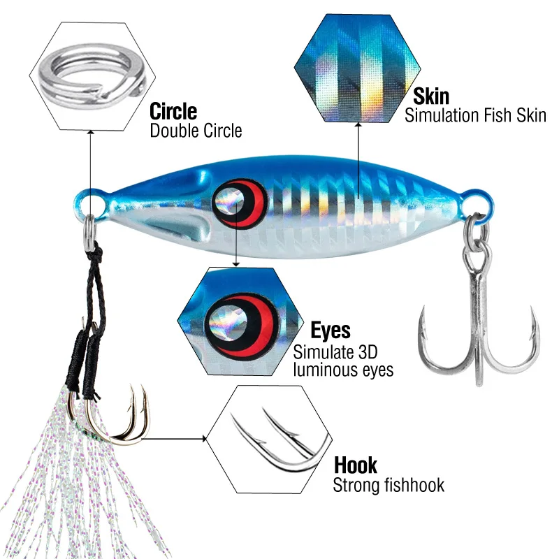 Gegoten Metalen Jig Lokken Slow Pitch 10G 20G 30G 40G 60G Shore Casting Jigging Lepel Zoutwatervissen Lokken Slow Bee Kunstaas - imagen 2