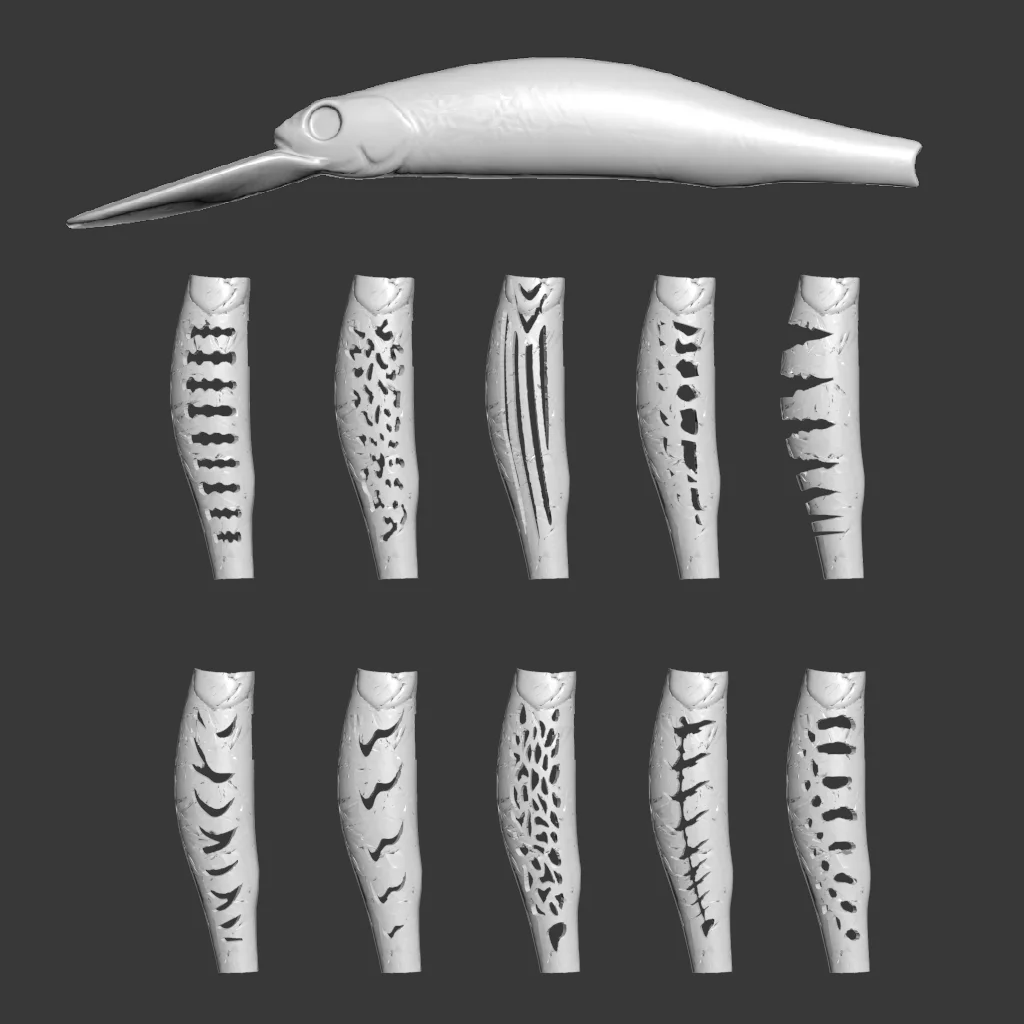 Plantilla 3D de plástico duro wLure para cebos en blanco de señuelo de pesca Jerkbait Minnow UPM760