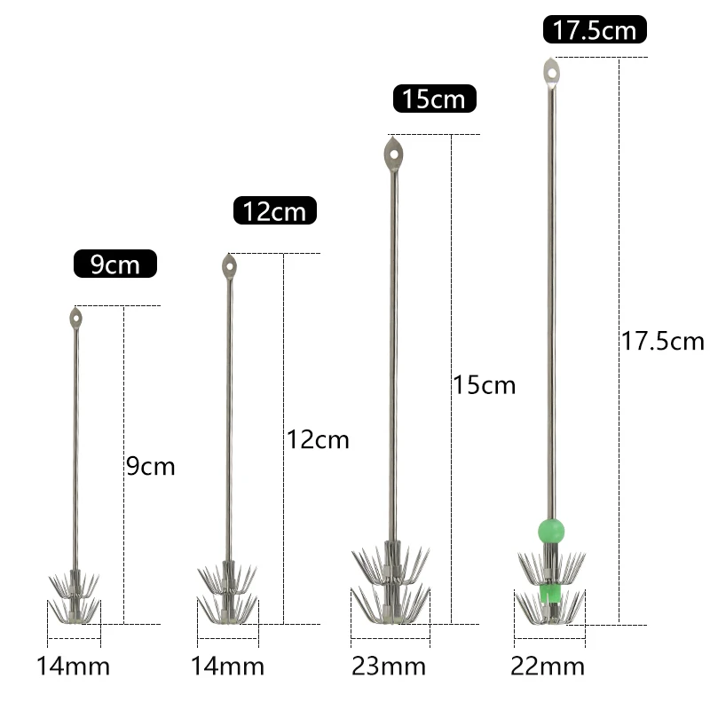 LETOYO, 2 uds., 9-17,5 cm, anzuelos de calamar de acero inoxidable, señuelo vivo, sepia, paraguas, anzuelo, accesorios de pesca para pesca de calamar - imagen 2