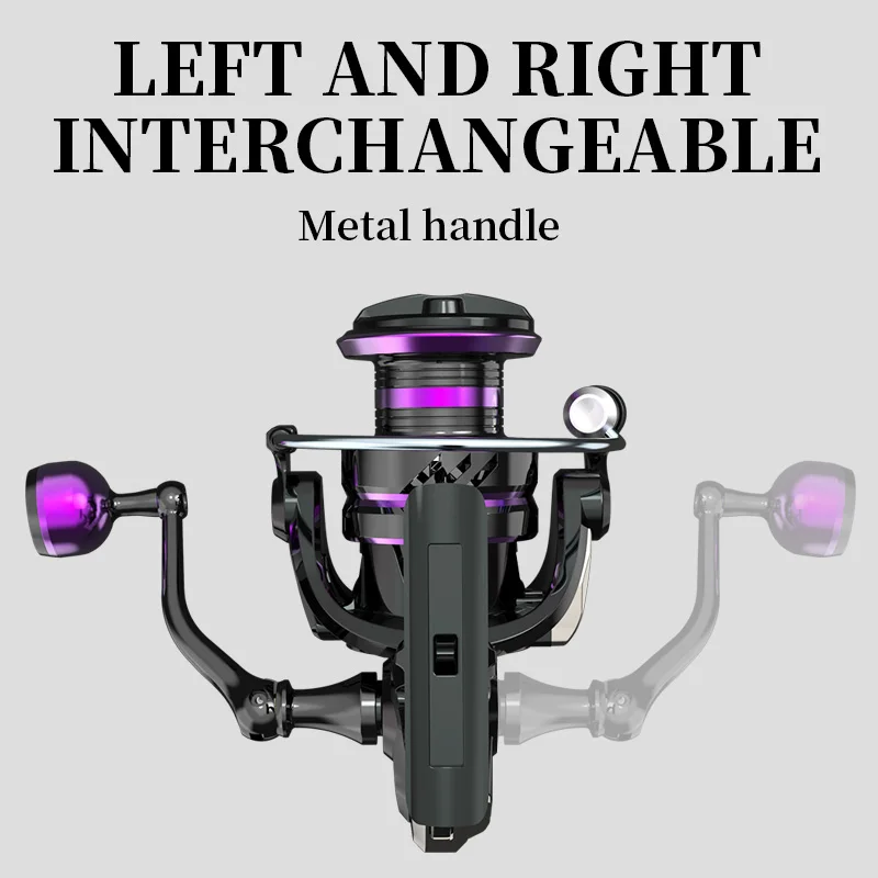 Carrete de pesca LINNHUE 1000-7000 agarre de bola de Metal 8kg 5,2: 1 relación de engranaje carrete giratorio de alta velocidad carretes de pesca de carpa para agua salada - imagen 4