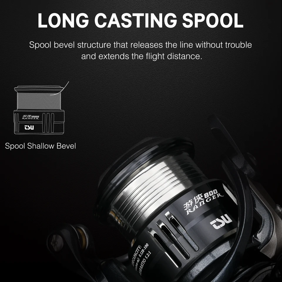 TSURINOYA Ranger 800 1000S carrete de pesca giratorio ultraligero carrete poco profundo cebo Finesse carrete de señuelo para juego ligero trucha Ajing - imagen 3