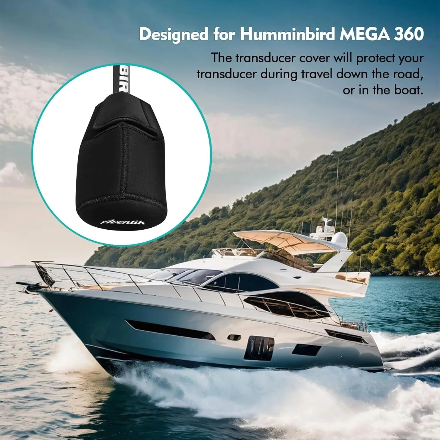 Aventik-Bolsa de cubierta de transductor de neopreno grueso Humminbird MEGA 360, compatible con todas las marcas de buscador de peces, ofrece protección integral - imagen 3