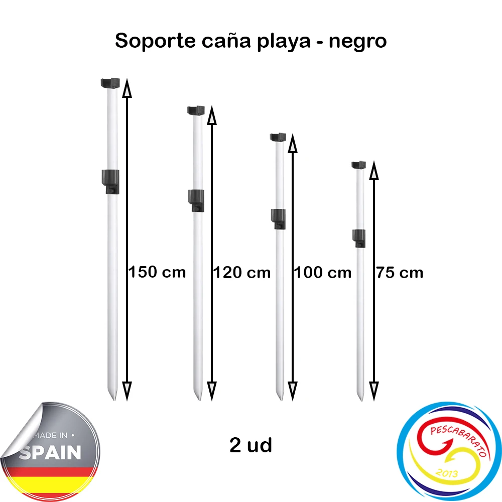 Soporte caña de pescar. De aluminio sin pintar. - 75 cm, 100 cm, 120 cm y 150 cm. 2 unidades lote. Pesca Barato 2013 - imagen 2